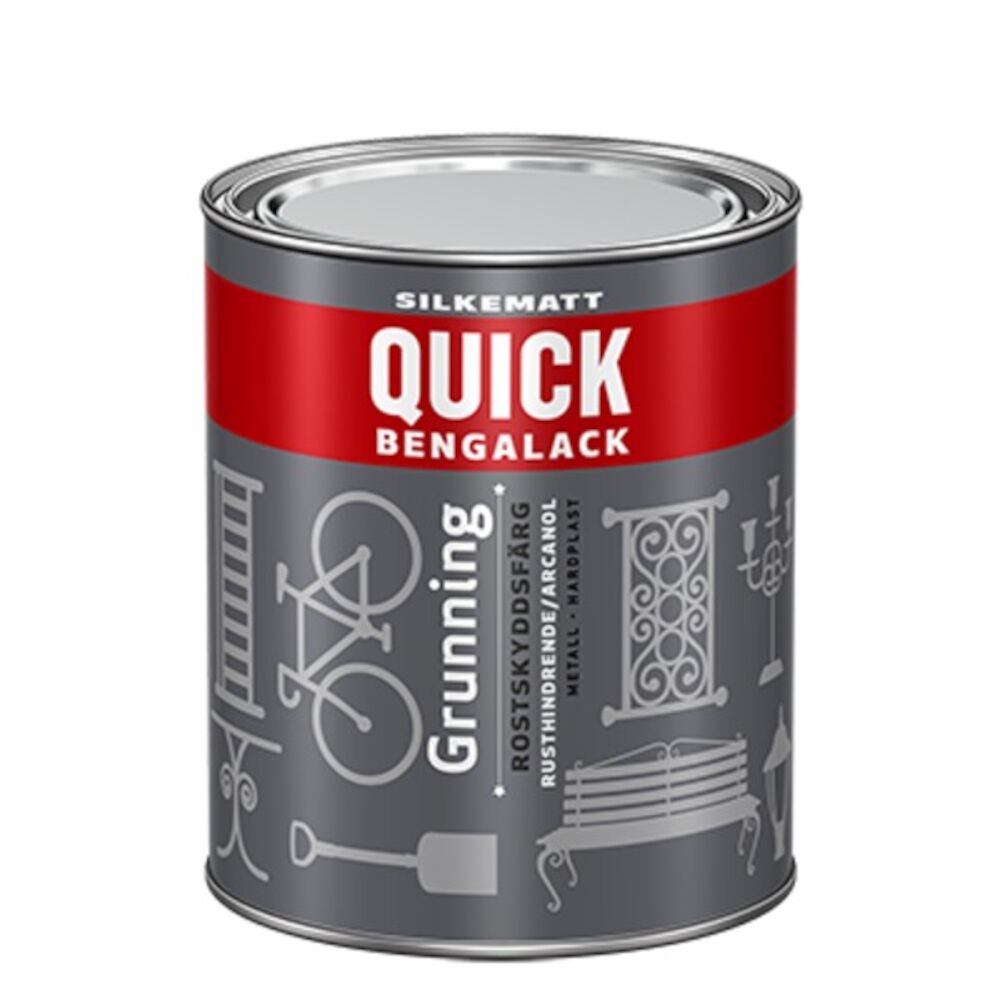 Quick Bengalack Metallgrunn Sort 0,75 l
